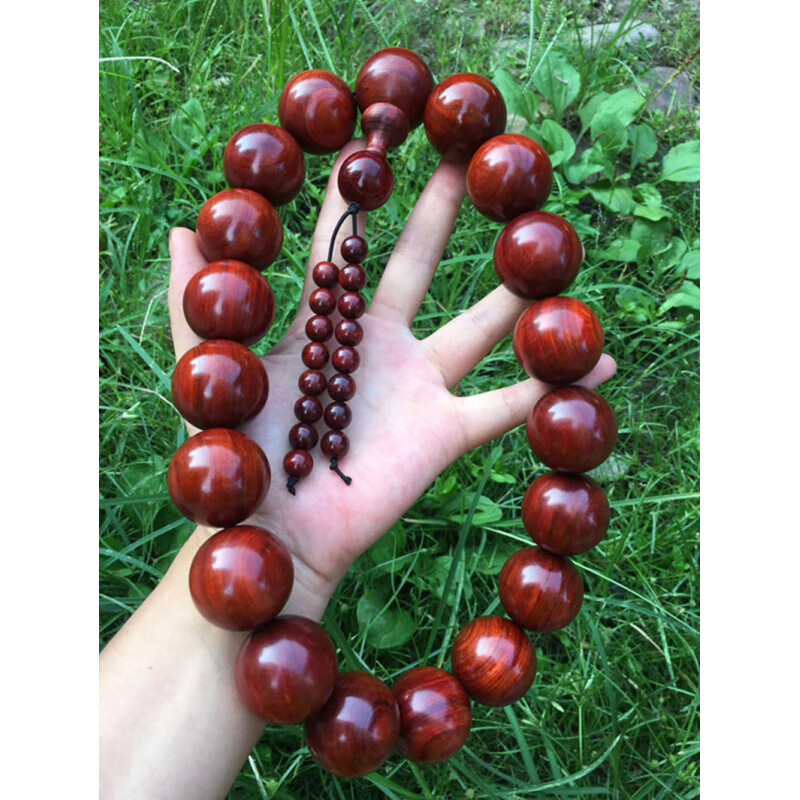 0大珠子19颗红木手串佛珠手持车挂扣挂件吊坠 3.0*19颗