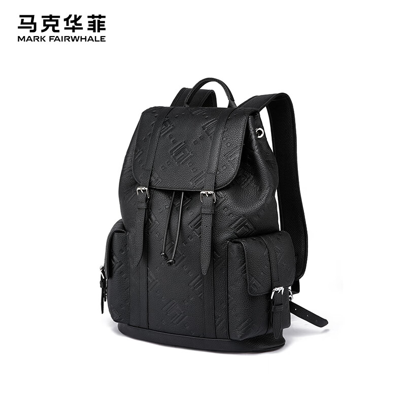 马克华菲高档男士礼物头层牛皮轻奢商务双肩包旅行出差真皮背包高级感男包 耀黑色【联系客服送礼品袋】