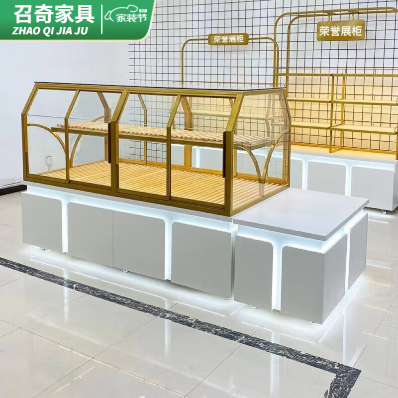 卡庭森面包柜展示柜中島柜邊柜烘焙貨架商用玻璃糕點(diǎn)店模型柜中島柜 款一中島柜每/米