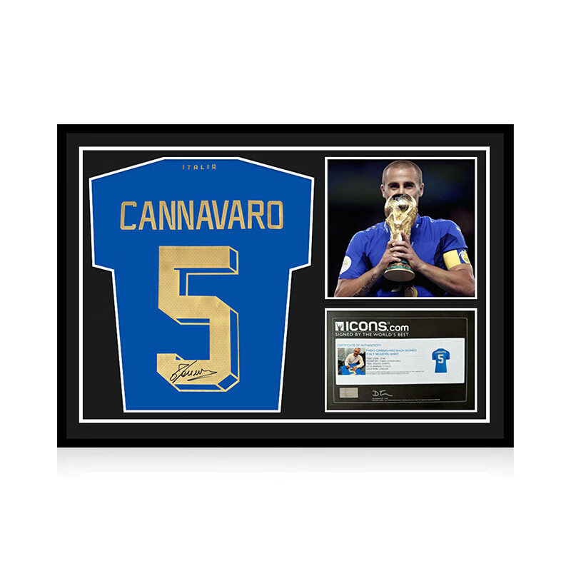 卡纳瓦罗 亲笔签名 意大利队5号球衣 纪念收藏 礼物