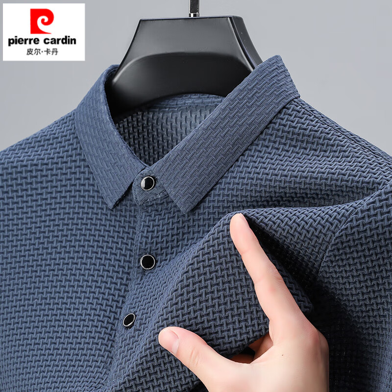 皮尔卡丹（pierre cardin）2025夏季新款短袖T恤男士翻领polo衫半袖薄款爸爸装POLO衫男上衣 蓝色 M