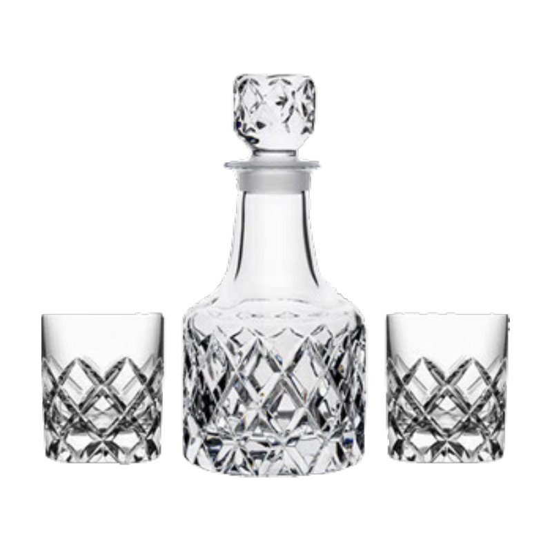 KOSTA BODA【禮物推薦】Orrefors水晶玻璃杯SOFIERO家用威士忌酒具禮盒酒杯 酒樽1個(gè)(75cl)+酒杯2只(25cl)