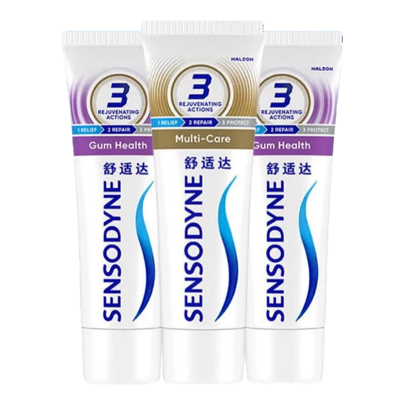 舒適達抗敏感牙膏家庭套裝 多效護齦護理 含氟防蛀牙膏 緩解敏感護齦 牙齦多效套裝100g*3