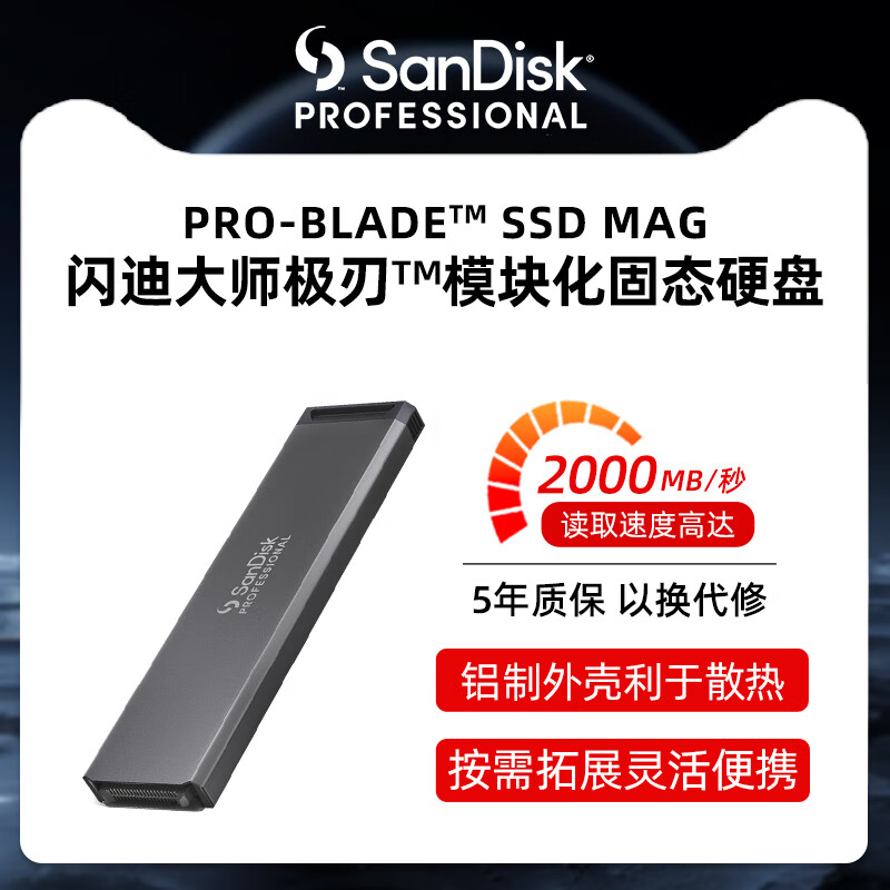 闪迪大师极刃PRO-BLADE模块化固态硬盘1/2/4Tb移动固态硬盘SSD 模块化固态硬盘 1T