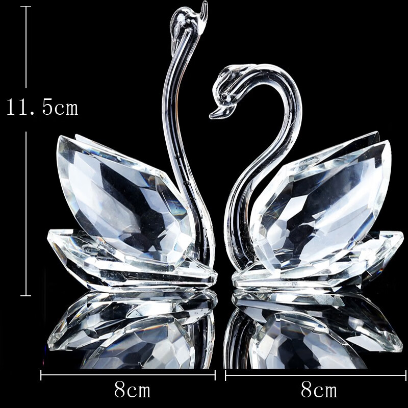 水晶天鵝創(chuàng)意客廳玄關(guān)擺件電視柜酒柜櫥窗家居裝飾品女生結(jié)婚禮物 80#白色一對