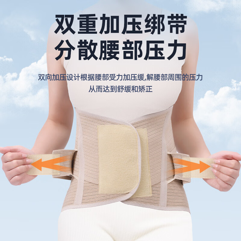 圣立臣医用级胸腰椎术后加宽护腰带腰椎骨折腰间盘膨出劳损钢板支撑腰托 【旗舰款】6根钢板支撑+增压气囊 M(适用体重80-115斤)