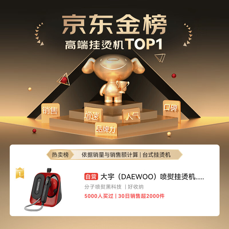 大宇（DAEWOO）【女王系列】挂烫机家用熨烫机电熨斗 台式瑰丽喷熨机 便携免收纳免安装 增压蒸汽手持 HI-050白