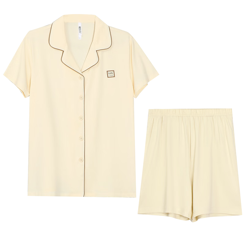 紅豆居家棉氨睡衣女夏季新品抑菌高彈家居服套裝 M (165)  雅白色 