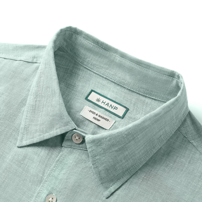 汉麻世家(HANP)【100%汉麻】男士翻领长袖衬衫秋季休闲衬衣男