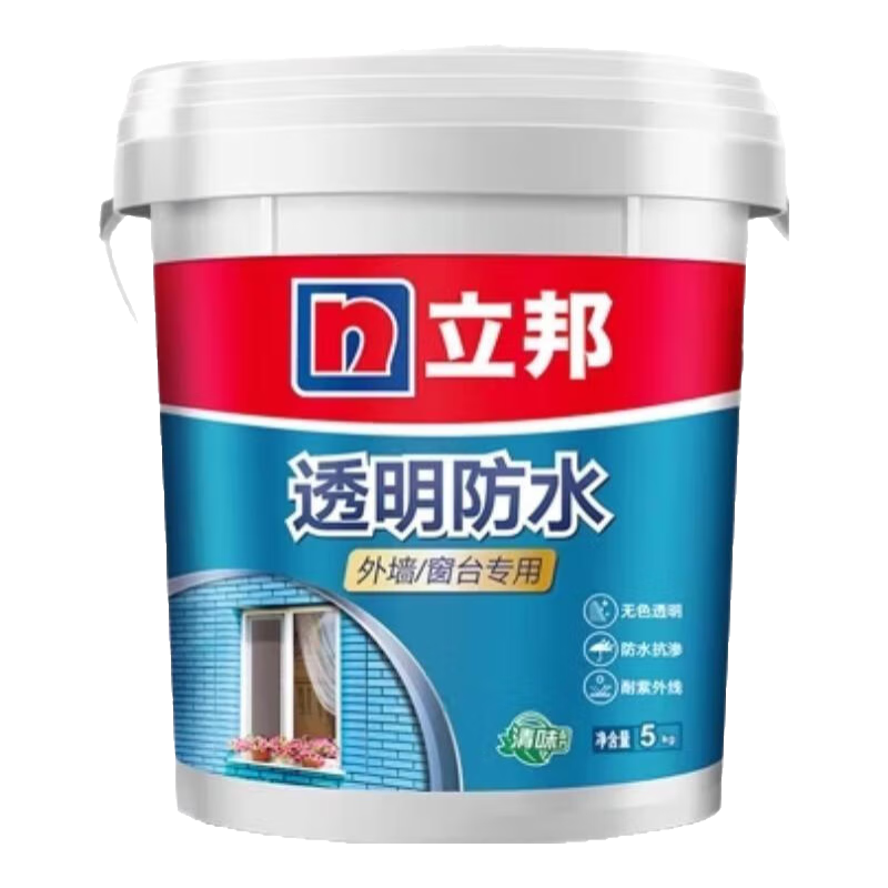 立邦透明防水膠外墻窗臺專(zhuān)用補漏膠裂縫滲水防漏漏水陽(yáng)臺防水涂料 外墻窗臺專(zhuān)用｜5kg 可刷約16.5㎡