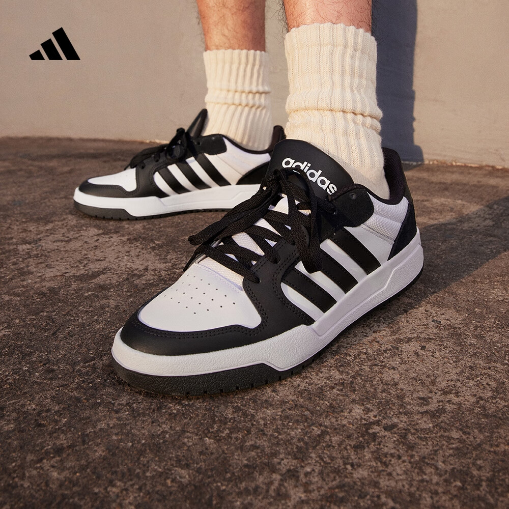 adidas ENTRAP休闲运动板鞋少年感复古篮球鞋男女阿迪达斯 白色/黑色 43