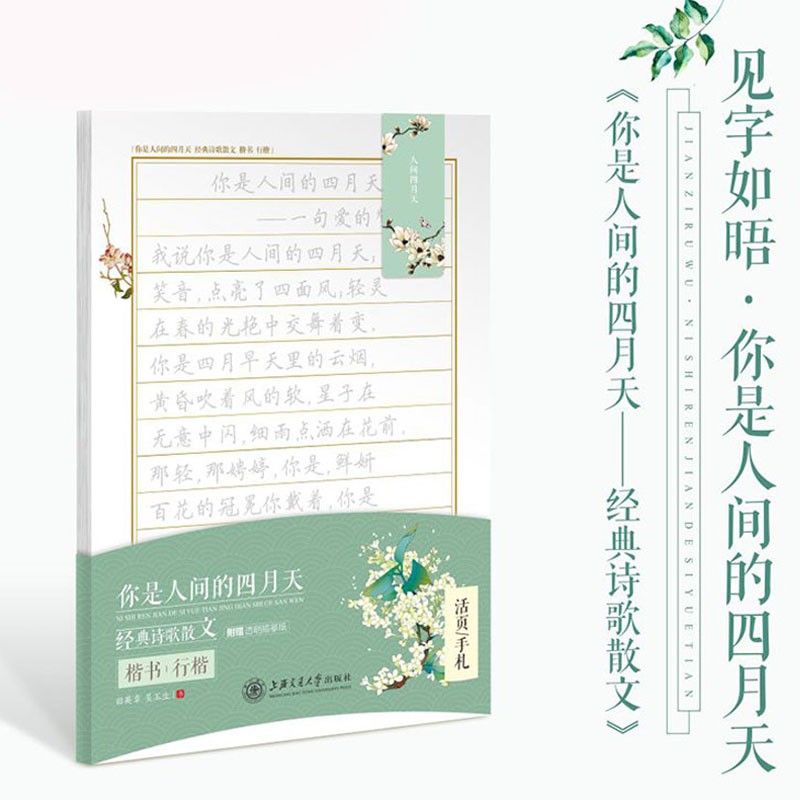 满3包邮 活页手札唯美古典诗词楷书行书钢笔字帖硬笔描红练字田英章吴玉生卢中南楷书行书禅意簪花小楷 你是人间的四月天
