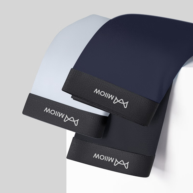 猫人（MiiOW）莫代尔32S男士内裤透气平角裤衩1 黑色+浅灰+宝蓝【3条装】 XL 推荐【100-120斤】