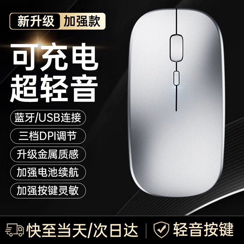 斯泰克（stiger）可充电无线蓝牙鼠标轻音双模便携笔记本ipad平板电脑台式机办公商务人体工学适用于华为苹果小米