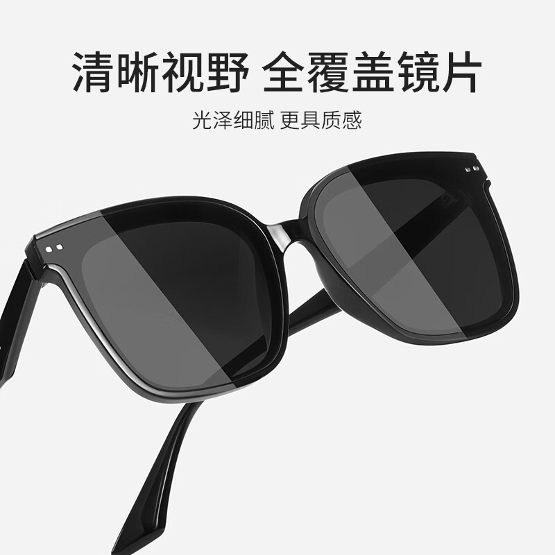 colore.in墨镜男士大脸防紫外线驾驶开车旅游高级感gm方圆脸显瘦偏光太阳镜 透框灰片