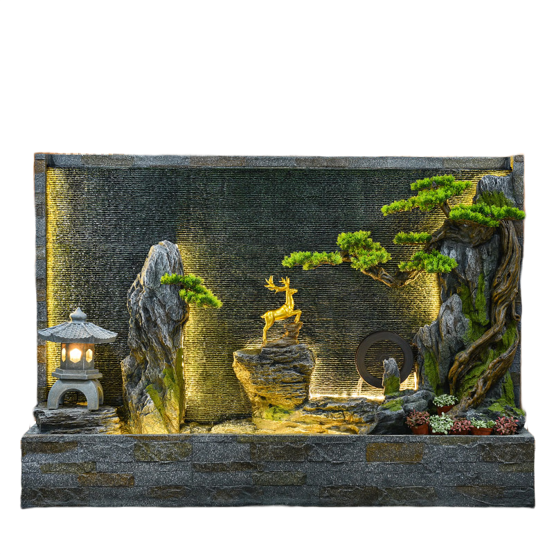 水源工坊 中式大型水幕墻假山流水噴泉落地擺件辦公室門店開業(yè)禮品裝飾品 BY2118