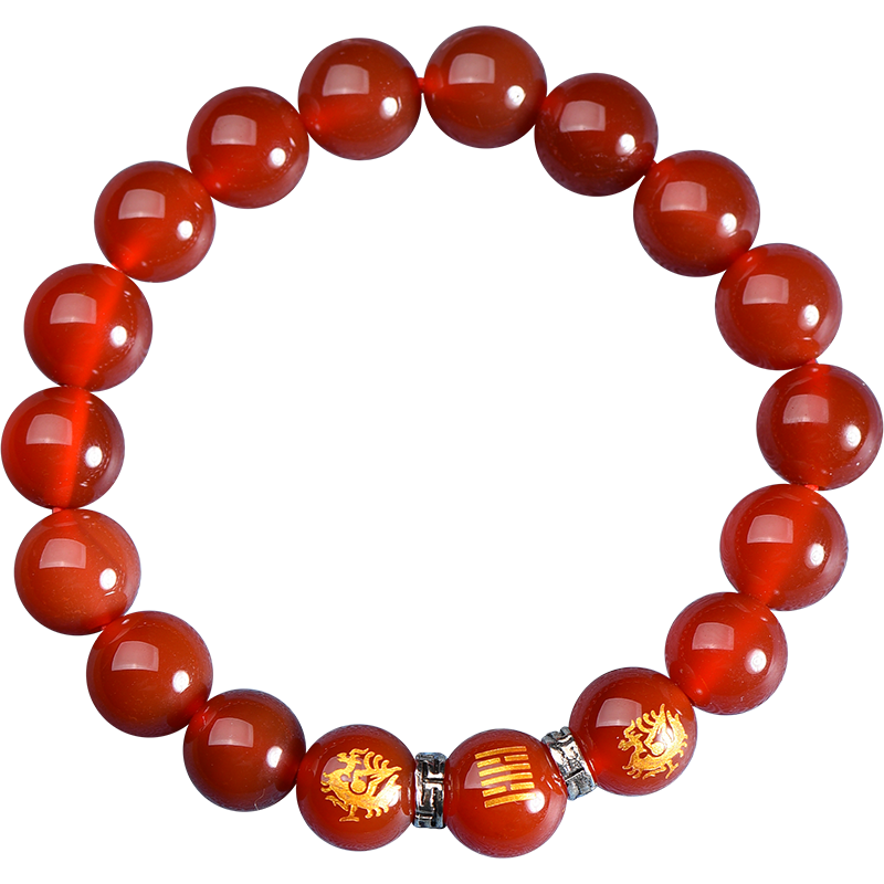 李居明缺火補(bǔ)火五行飾品五行缺火紅玉髓瑪瑙手鏈離為火卦朱雀手串男女
