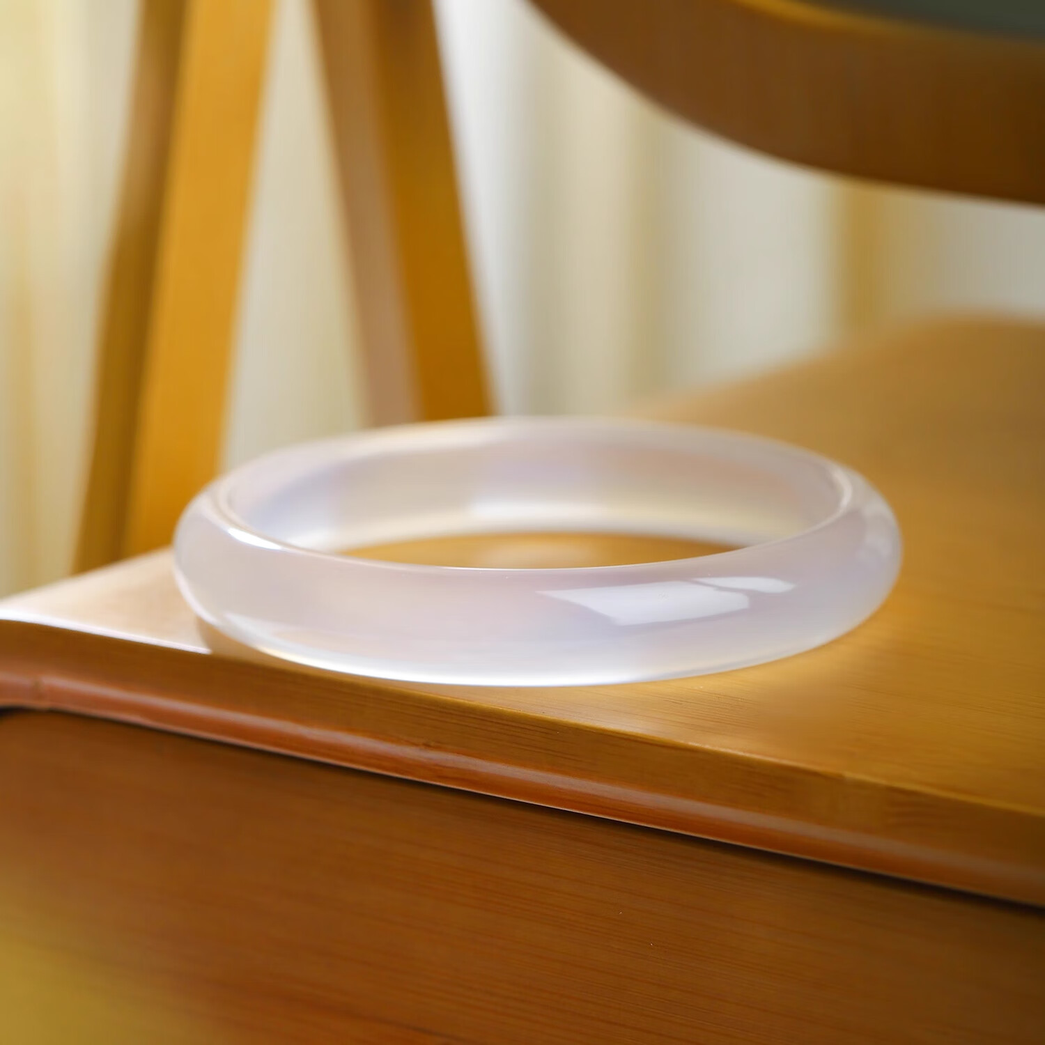 戴银坊白月光玉手镯女冰种宽条玉髓镯子首饰品纪念日生日礼物女友老婆 荔枝冻手镯（叮当镯） 62-63圈口（130-140斤）