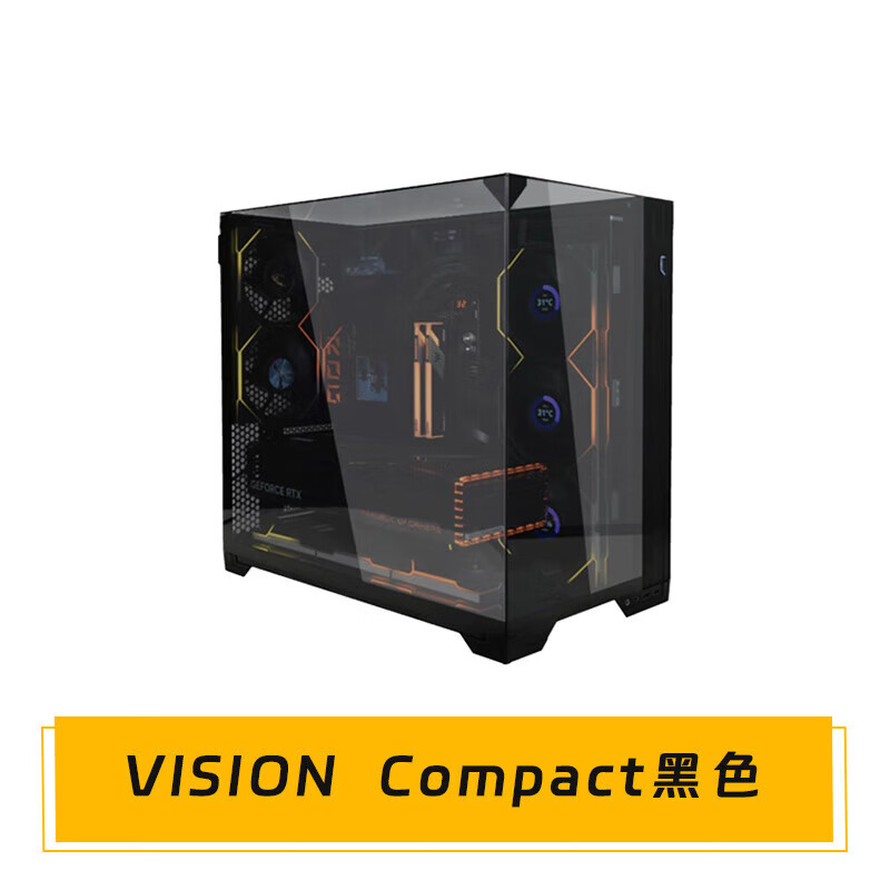 LIANLI联力包豪斯Vision Compact海景房O11全视无立柱背插三面玻璃机箱 VISION COMPACT黑色