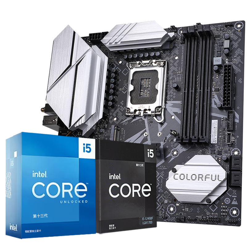 ���ڲ������߲ʺ磨Colorful��B760/Z790�����Ӣ�ض�i5 12490F/12600KF/13490F/14600KF ����̨ʽdiy ����CPU��װ  B760M-PLUS WIFI D4  ���� 13��حi5 13400F�� 10��16�̡߳�