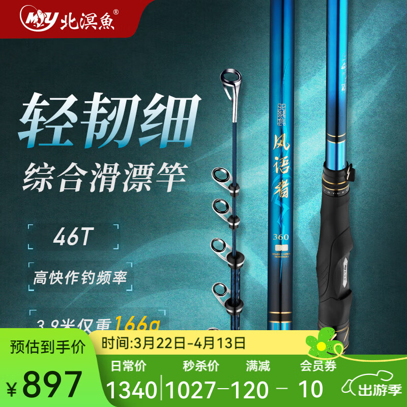 北溟魚磯竿淡水滑漂竿磯釣竿套裝遠投野釣輕量路滑碳素魚竿高端大導(dǎo)環(huán) 4.2m 4號 竿+圖騰2000輪