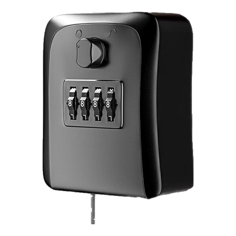 牛享家用密碼鑰匙鎖盒裝修貓眼鑰匙盒大門鎖鑰匙箱戶外鑰匙密碼盒 密碼鑰匙盒鋁合金黑色