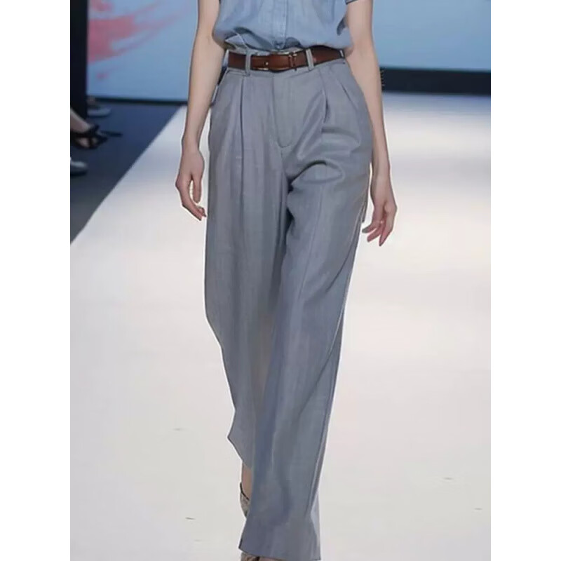 森莲娜（SENLIANNA）2026年春天夏季最新款西装阔腿休闲裤女士套装直筒运动长裤子衣服 两件套装 L 108-118斤