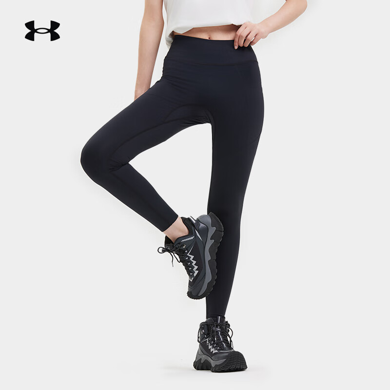 安德玛户外越野徒步瑜伽裤女新款外穿高腰显瘦修身提臀裤女 漫暮黑 L