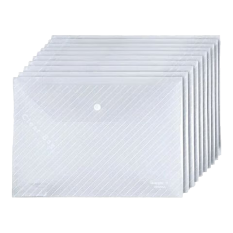 广博（GuangBo）10个装A4按扣学生透明防水文件袋试卷收纳学科分类档案袋办公用品条纹款 A6320KA