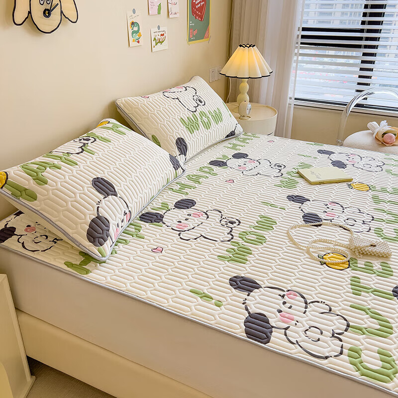 天然乳胶凉席 乳胶凉席加厚宿舍凉席单人双人 可轻柔机洗学生凉席 字母萌犬 150*200三件套