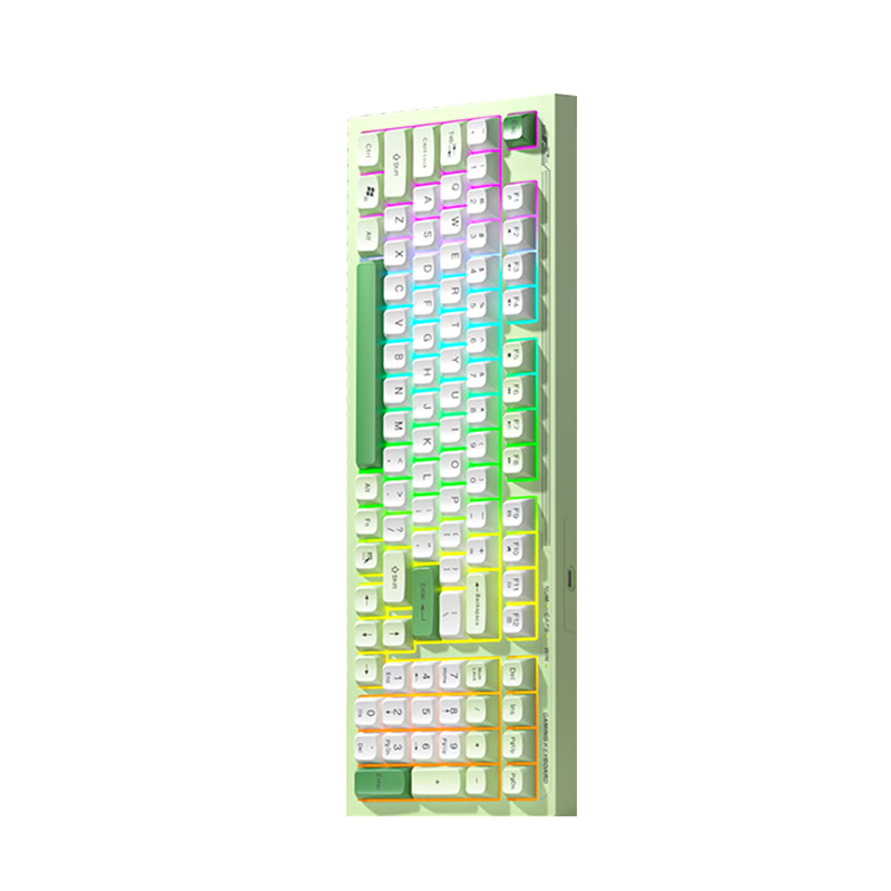 惠普（HP）K300真機械手感鍵盤(pán) 輕音高顏值 98客制化配列 插拔有線(xiàn)游戲筆記本電腦 綠色白心三拼鍵帽