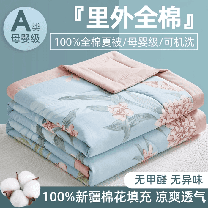 南通家纺适用A类100新疆棉花被夏凉被全棉夏被空调被水洗夏季被4 紫罗兰 艾薇尔-兰 150cm*200cm