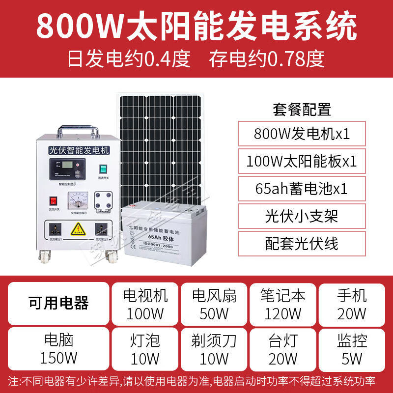 YWZR太陽能發(fā)電系統(tǒng)220v電池板光伏發(fā)電板全套帶空調(diào)發(fā)電機一體機 800W.太陽能發(fā)電系統(tǒng)