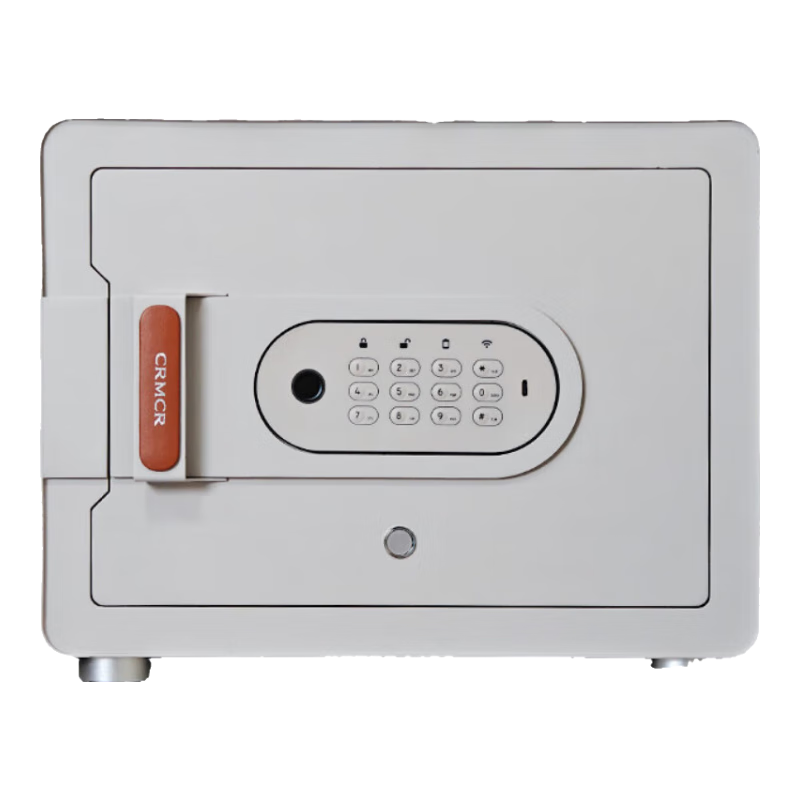 卡嘜(CRMCR)保險柜家用智能辦公電子密碼保險柜床頭柜小型首飾收納保險箱文件保管箱隱藏入衣柜防搬走全鋼夾萬 30高奶咖色指紋密碼【C級防盜鎖】【已接入米家】