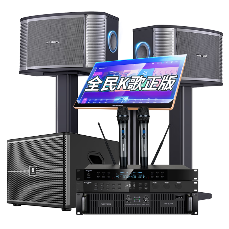 威斯汀家庭ktv音響套裝唱歌全套設(shè)備卡拉OK點(diǎn)歌機(jī)一體機(jī)家庭影院天籟專業(yè)12吋四分頻全球十大音響品牌 【2.1至尊頂配版】雙12吋四分頻+15吋炮