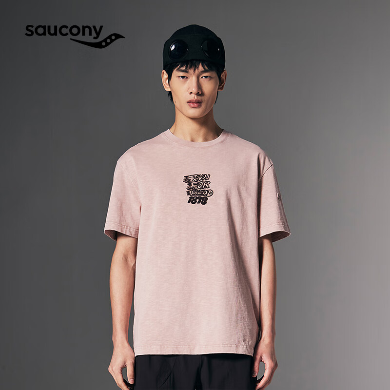 Saucony索康尼NATHAN BELL艺术家联名系列短袖T恤针织衫中性鸵鸟印花男女 樱影灰GR209 M