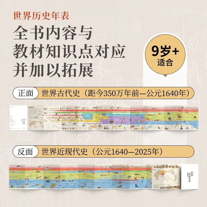 【北斗首发】中国历史年表+世界历史年表 中国历史发展脉络,古代近现代史长卷时间轴地图大事记,尽观世界文明发展变迁历程,学生实用历史知识要点速 中国历史年表+世界历史年表【2册】