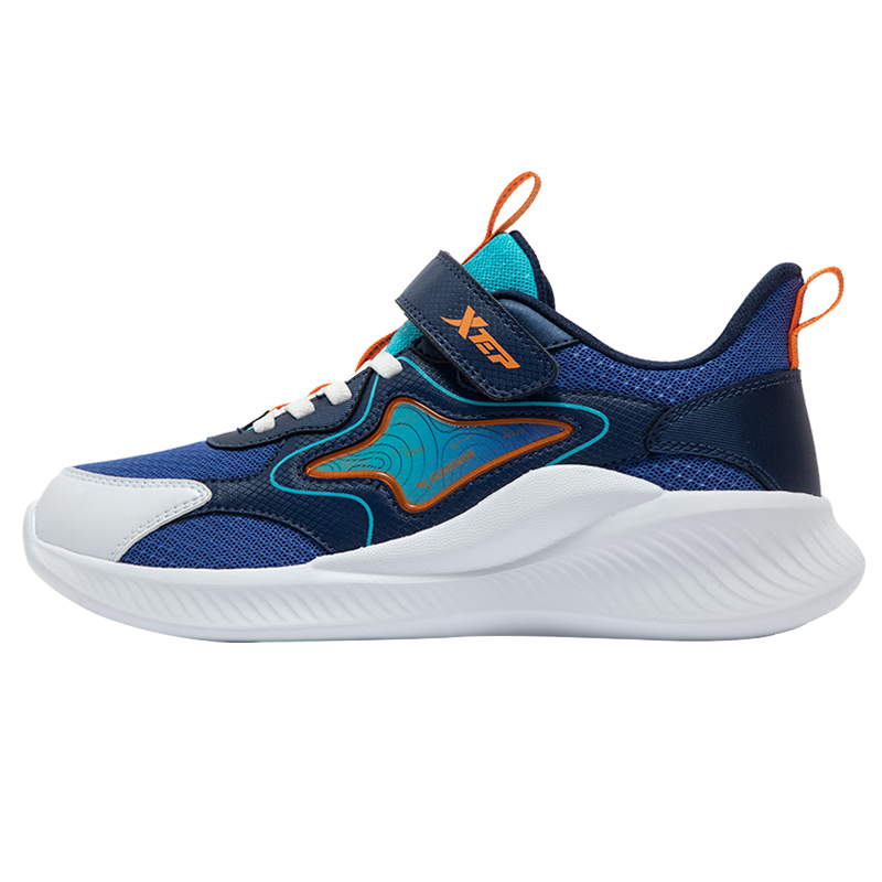 特步（XTEP）儿童童鞋男童大童魔术贴时尚运动跑鞋 深邃蓝/特步白 36码