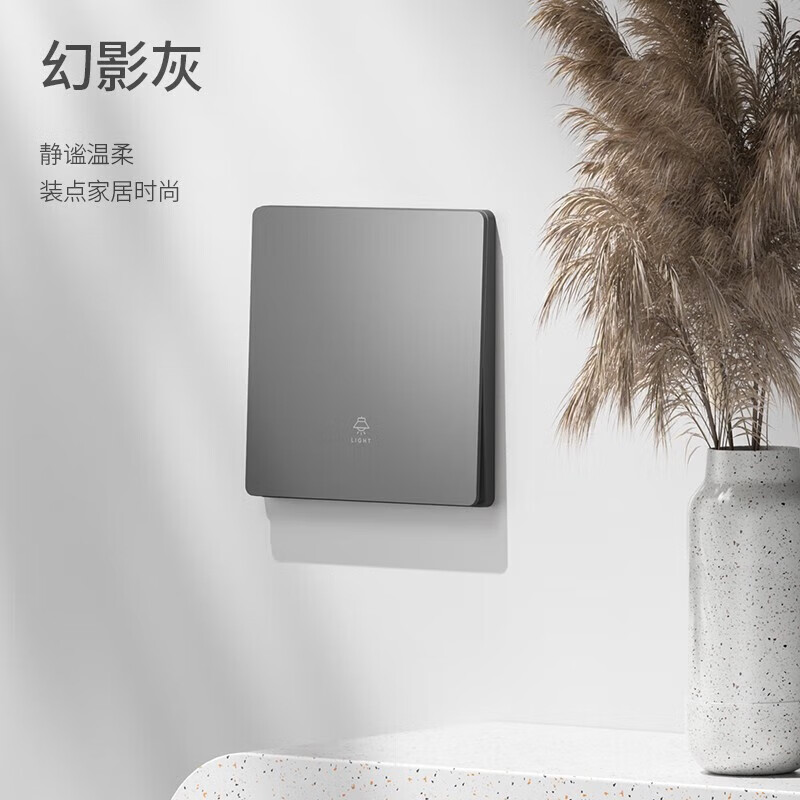 国际电工86型开关插座面板暗装超薄磨砂哑光无框大板家用五孔带开关插座 六类电脑插座【星空灰】