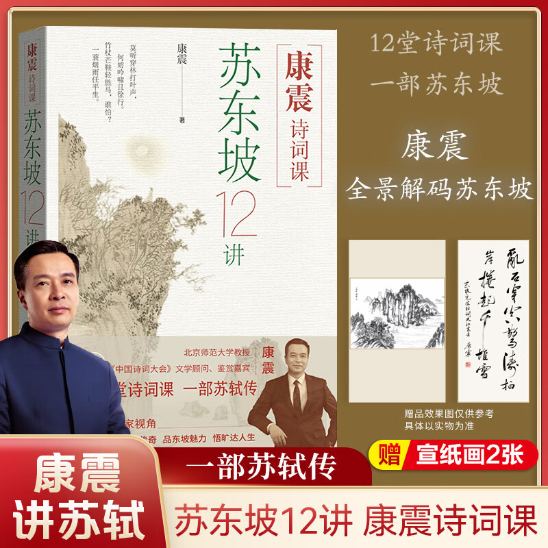 康震古诗词81课 康震评说诗词经典 全2册 苏东坡12讲 康震著中国诗词大会经典咏流传康震诗词课(青少版) 古典诗歌诗歌欣赏中国传统文化古典文学人民文学出版社 康震诗词课-苏东坡12讲（赠宣纸画*2）