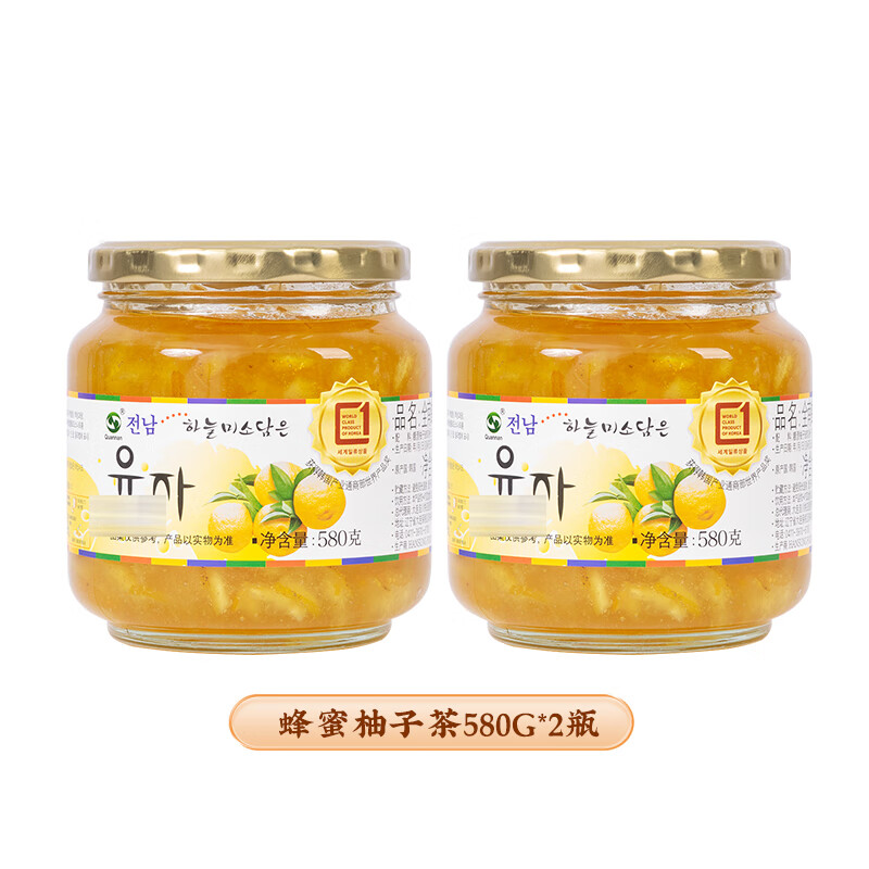 全南蜂蜜柚子茶2罐水果茶醬檸檬百香果泡水喝的沖泡飲品 柚子茶580gX2瓶 【 嘗鮮裝】