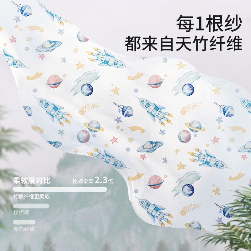 贝谷贝谷儿童睡袋婴儿分腿睡袋春夏季纱布竹棉防踢包被子可拆袖宝宝抱被 云海岛鲸竹棉前4后2【26℃以上】 L码【身高95-105cm】年龄3-4岁