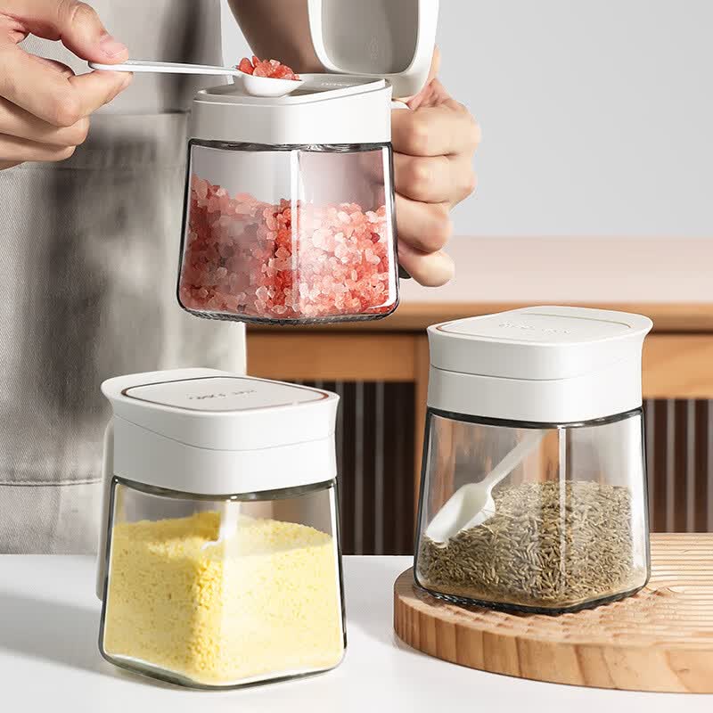 【精选】调料盒油壶套装家用厨房盐罐调味瓶罐玻璃调料瓶收纳盒糖 象牙白【1个】