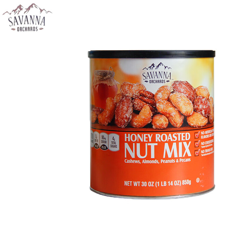 SAVANNA ORCHARDS蜂蜜炭烤混合坚果红罐850g进口每日坚果零食腰果柯克兰Costco