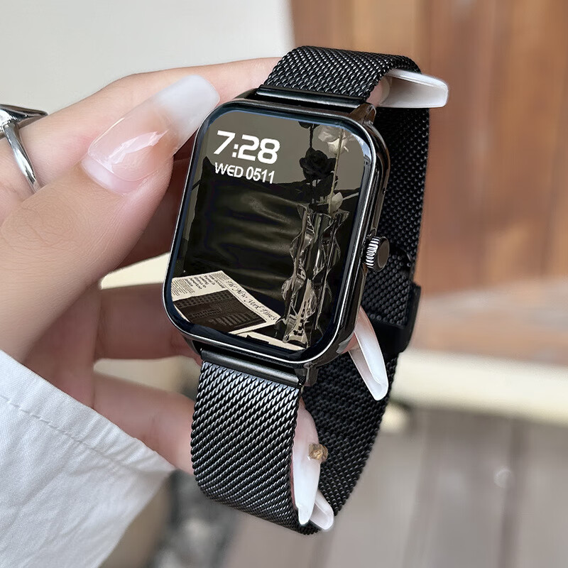 小米手机通用watch5智能手表女2025新款蓝牙通话运动跑步健康手环 米兰钢带·黑【蓝牙通话|多运动模式|语音助手|离线