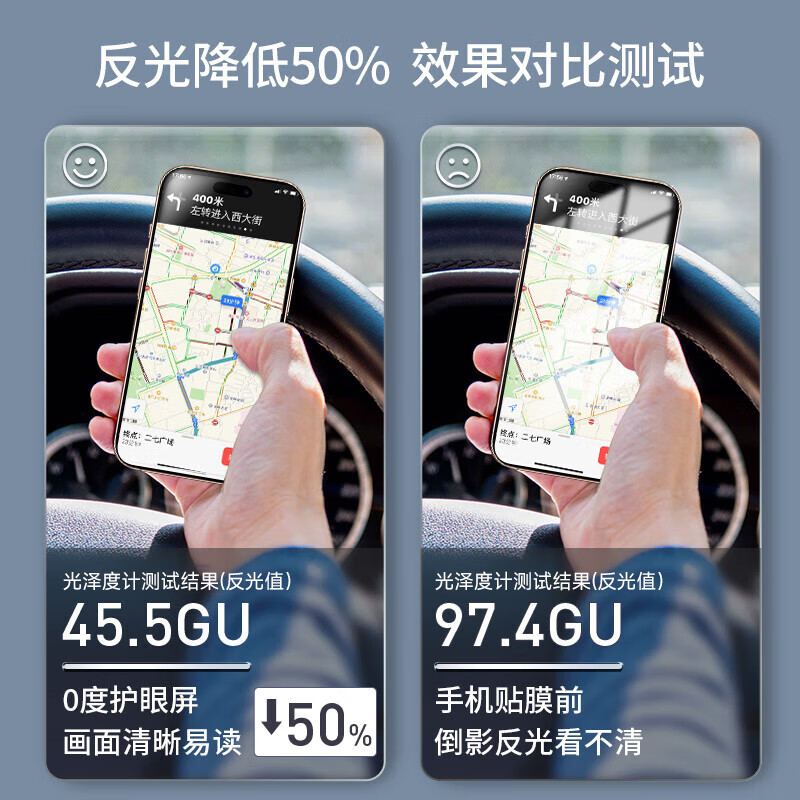 0度适用苹果iphone 16 16pro 16Promax手机钢化膜防窥稀土护眼康宁抗蓝光磨砂抗指纹 康宁防眩防窥护眼版-八项防护 苹果16ProMax(四边框定位器)