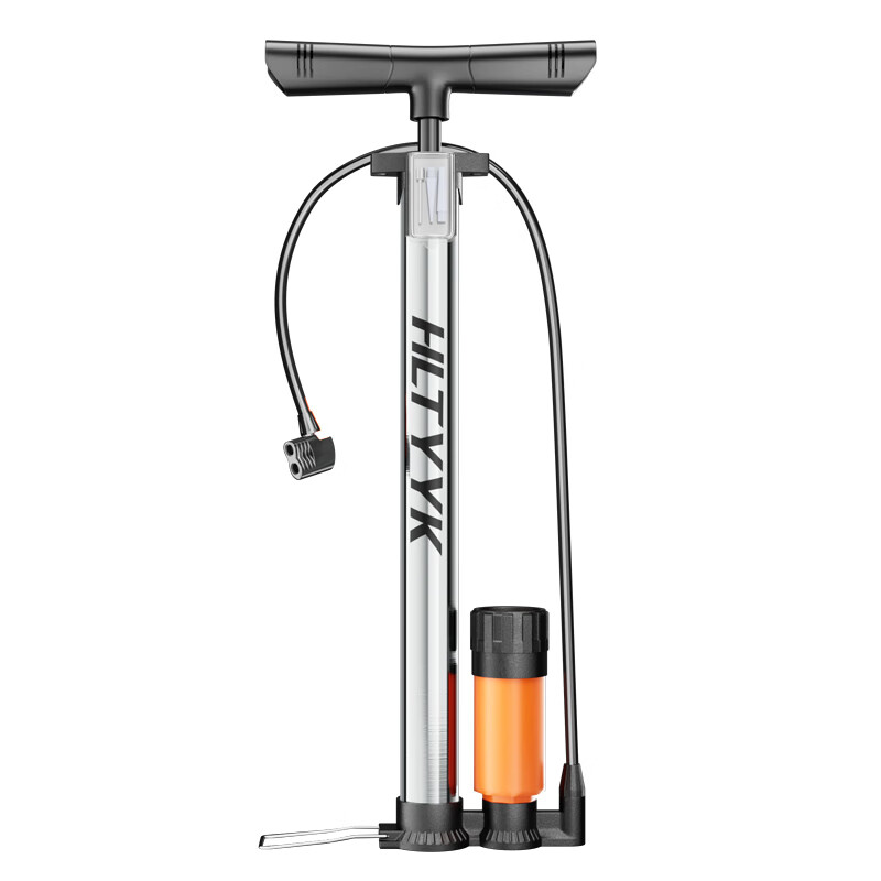 打气筒自行车家用高压泵电动汽车便携气管子篮球通用充气气压转换 短款不锈钢款130PSI赠多用