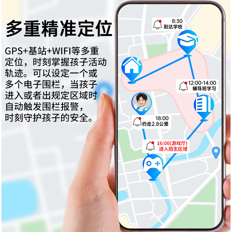 莱思帝电话手表智能心率血氧运动健康监测儿童初高中学生可用APP任意下载远程定位高清视频插卡通话支付 全网通电话手表 高配版APP任意下载