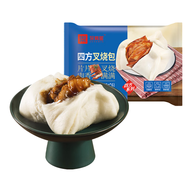 樂(lè)肴居四方叉燒包600g 早餐肉包子 廣式茶點(diǎn)心 生鮮面點(diǎn)加熱速食半成品 四方叉燒包300g*2包（共12個(gè)）