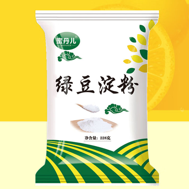蜜丹兒綠豆淀粉綠豆淀粉綠豆粉 商用川北白涼粉專(zhuān)用家用 綠豆淀粉228g*2袋